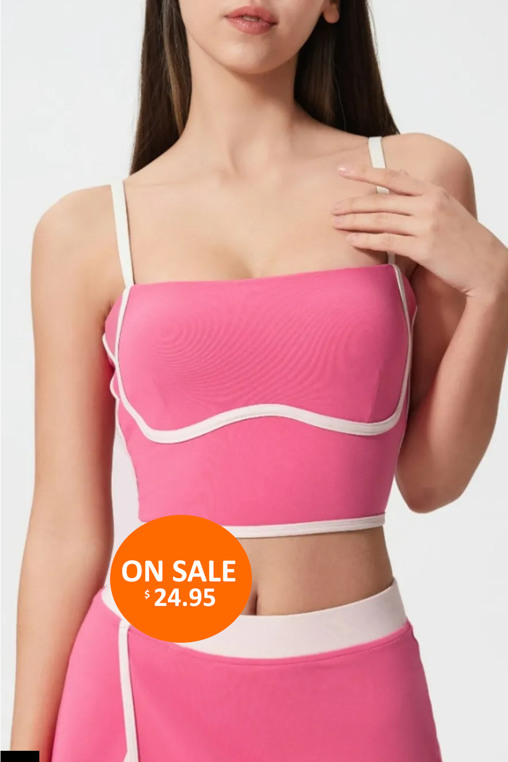 100100751321699-Millennia Contrast Trim Square Neck Active Cami with Detachable Chest Pads